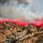 The La Tuna Canyon fire over Burbank, California