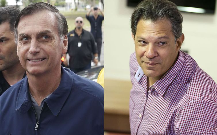 Candidatos à Presidência Jair Bolsonaro (PSL) e Fernando Haddad (PT).